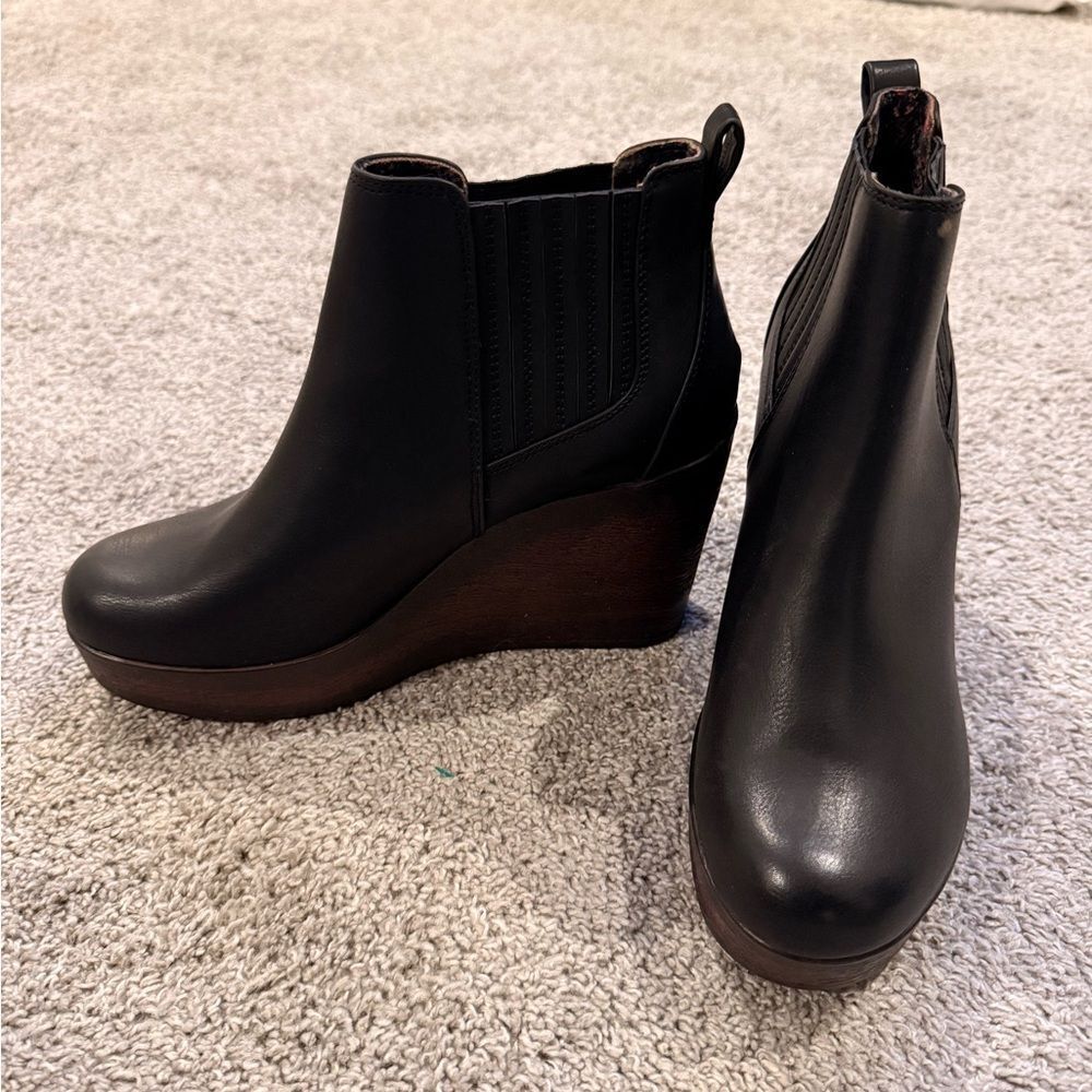 B.O. C. Black Wedge Ankle Boots